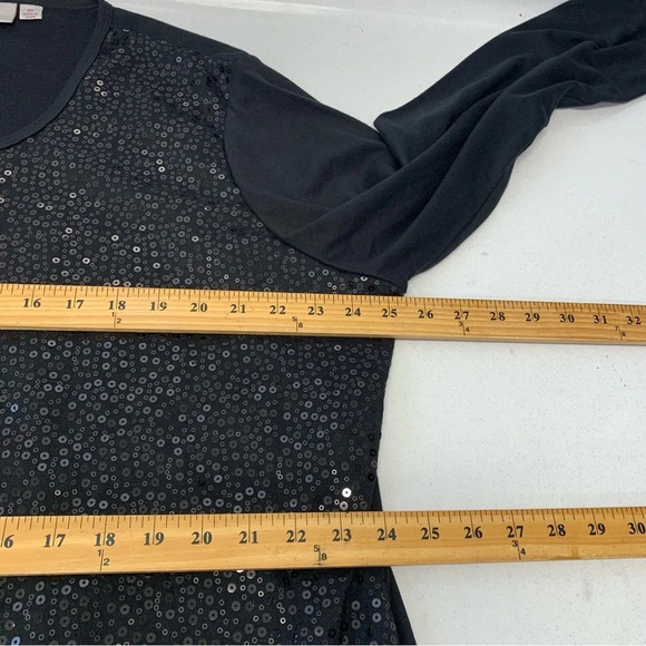 Quacker‎ Factory Top Shirt Woman 2X  Black Sequin Knit Faux Twin Long Sleeve - Picture 10 of 10